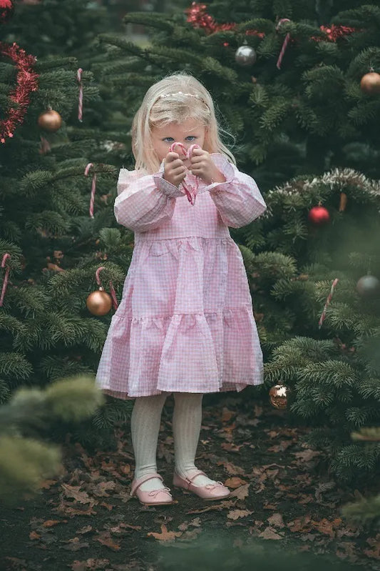 Jolene Dress - Gingham Pink and White Dress - 100% Cotton