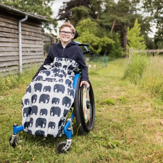 Housse Fauteuil roulant confortable éléphants gris