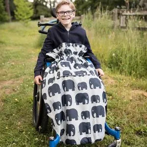 Housse Fauteuil roulant confortable éléphants gris